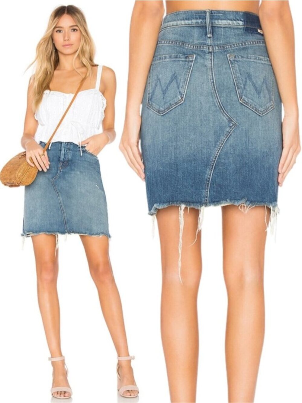 MOTHER The Tomcat Mini Fray Skirt Size 30 Playing Dirty